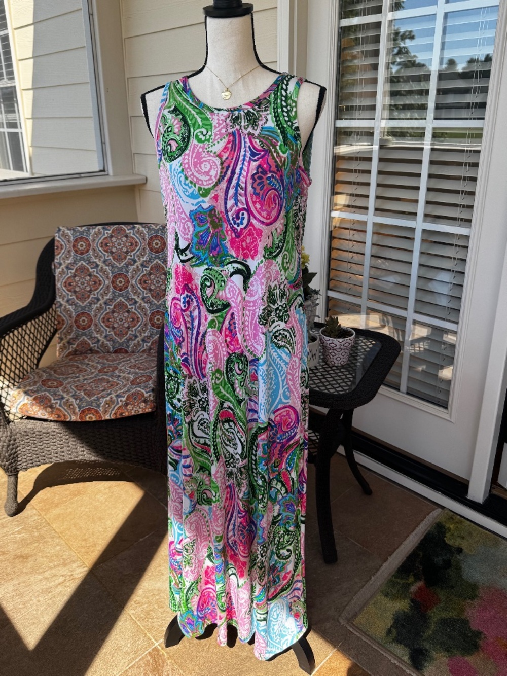 MSK Maxi Dress - Paisley Pinks and Greens - Like New Conditon - Size M